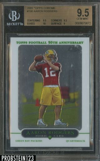 2005 Topps Chrome 190 Aaron Rodgers Packers Rc Rookie Bgs 9.  5 W/ 10