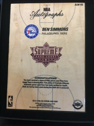 2016 - 17 Upper Deck Supreme Hardcourt Ben Simmons Rookie Auto Logoman 57/99 3