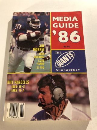 1986 York Giants Offic Media Guide Yearbook Bill Parcells Joe Morris Simms