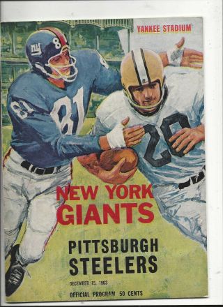 12/15/1963 Pittsburgh Steelers Vs York Giants Program Near (see Scan)