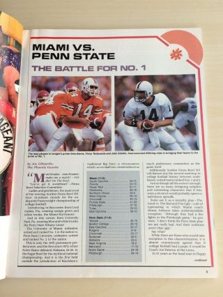 1987 Fiesta Bowl program 1 Miami vs 2 Penn State for the national championship 2