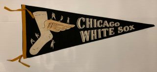 Chicago White Sox 1950s Felt Pennant 29” S Race Design Players Pictured