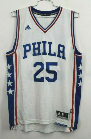 Adidas Mens Large Ben Simmons Philadelphia 76ers White Blue Nba Player Jersey