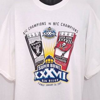 Bowl Xxxvii T Shirt 2003 Tampa Bay Buccaneers Oakland Raiders Size 2xl