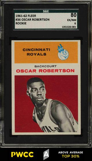 1961 Fleer Basketball Oscar Robertson Rookie Rc 36 Sgc 6 Exmt (pwcc - A)