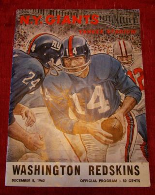 1963 - Official Program - Ny Giants - Washington Redskins - Yankee Stadium - S@@