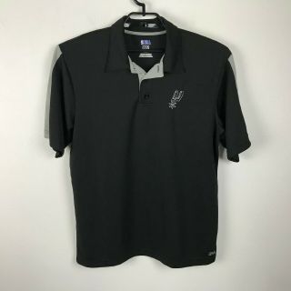Nba Tx3 Cool Mens Black 2 - Button Polo Shirt Short Sleeves Sz L San Antonio Spurs
