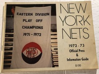 1972 73 York Nets Media Guide Yearbook Melchionni Billy Paultz Larry Brown