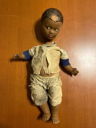 Very Distressed Circa 1950 Jackie Robinson Doll Restoration Or Parts