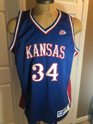 Nike Team Sports Kansas Jayhawks Paul Pierce Jersey 34 Size Xl Blue 1995 Ncaa