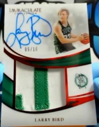 2018/19 Immaculate Larry Bird Game Worn Jumbo Patch On Card Auto Rare Sp /10