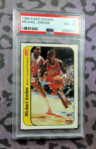 1986 Fleer Sticker Michael Jordan Rookie Card 8 Psa 8 (nm/mt)