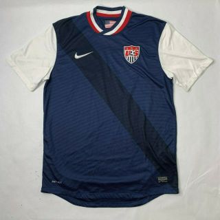 Nike Dri Fit Mens Size Medium Usa Soccer Jersey Shirt White Red Blue 2012 2014