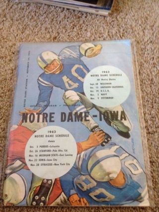 University Of Notre Dame Vs Iowa Football Program November 24,  1962