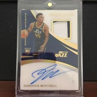 2017 - 18 Panini Immaculate Rc Patch Auto Rpa Donovan Mitchell 33/45