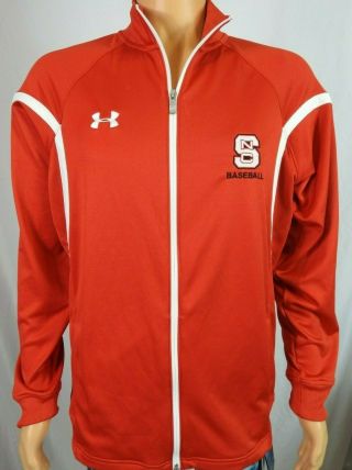 Under Armour North Carolina Nc State Wolfpack Red Baseball Track Jacket Sz Md M