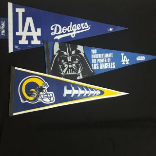 (3) L.  A.  Sports Pennants Flags Mlb Dodgers Nfl Rams Star Wars Baseball Football