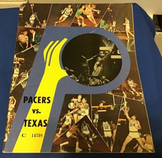 1970 - 71 Aba Texas Chaparrals At Indiana Pacers Un Scored Program Ex