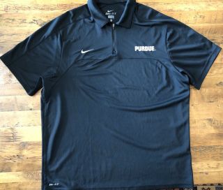Purdue Boilermakers Nike Dri - Fit Mens Xl 1/4 Zip Polo Shirt Black Short Sleeves