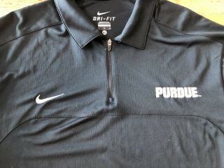 Purdue Boilermakers Nike Dri - Fit Mens XL 1/4 Zip Polo Shirt Black Short Sleeves 3