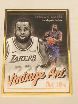 Lakers Lebron James 2018 - 19 Panini Noir Vintage Art Gold Frame /9 Ssp Rare Print