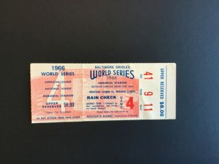 1966 World Series Game 4 Ticket Stub Orioles Vs Dodgers (frank Robinson Hr)
