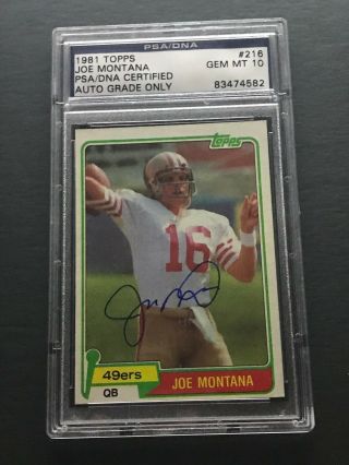 1981 Topps Joe Montana Autographed Psa 10 Autograph