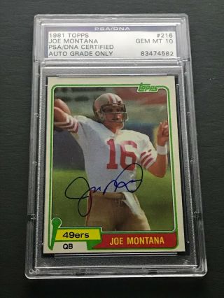 1981 Topps Joe Montana Autographed PSA 10 Autograph 2
