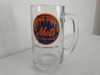 Vintage Ny Mets 1969 World Series Champions Glass Mug—2 Are Available