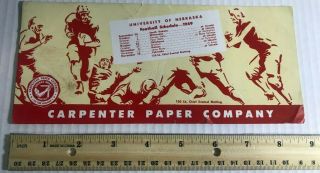 Nebraska Football 1949 Schedule Carpenter Paper Company