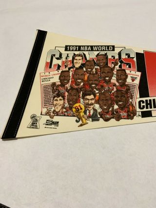 Vintage Pennant Flag Chicago Bulls Basketball 1991 Nba World Champs 30 X 12 "