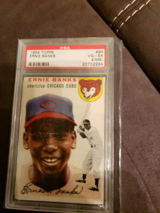 1954 Topps 94 Ernie Banks (rc) (hof) Psa 4 (mk) Vg/ex - Chicago Cubs