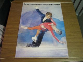 Xiii Olympic Winter Games Lake Placid 1980 Ice Dancing 30 X 20 Poster