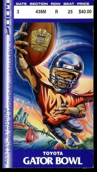 Ticket College Football Gator Bowl 2001 1.  1 Virginia Tech Michael Vick 