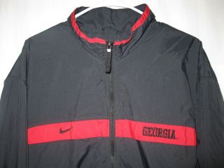 Mens Large Vtg Nike Team Uga Georgia Bulldogs Full Zip Windbreaker Jacket