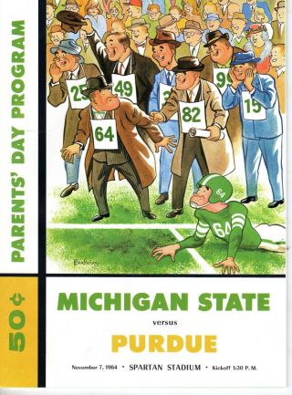 1964 11/7 College Football Program,  Purdue Boilermakers @ Michigan State Spartans