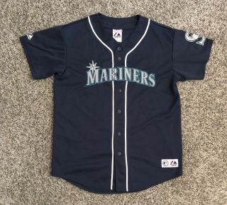 Ichiro Suzuki Seattle Mariners 51 Majestic Youth Baseball Jersey Xl Blue Euc