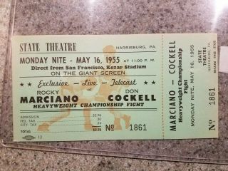 1955 Rocky Marciano Don Cockell Theater Tickets Heavyweight Championship Fight