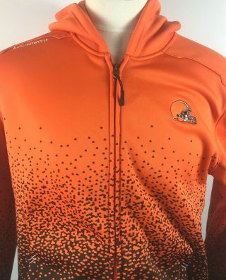 Nfl Reebok Onfield Cleveland Browns Womens Xxl Hoodie Sweatshirt Full Zip Orange