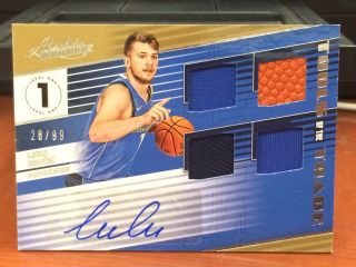 2018 - 19 Absolute Luka Doncic Rc Auto Quad Jersey Material Autograph 28/99 