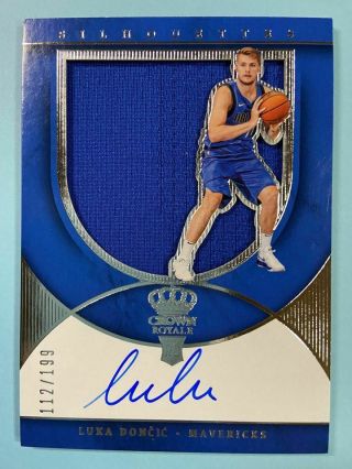 2018 - 19 Crown Royale : Luka Doncic Silhouettes Rookie Jersey Autograph 112/199 2