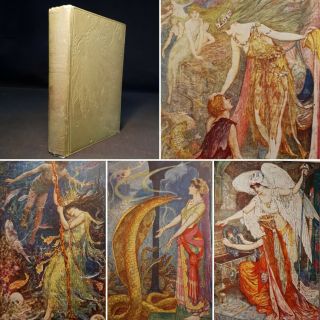 1917 Olive Fairy Book Andrew Lang Colour Plates Tales Knights Fate Prince