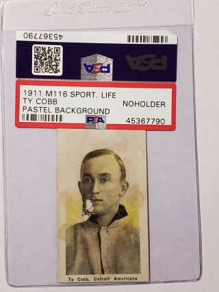 1910 - 11 M116 Sporting Life Pastel Ty Cobb Psa N - 9