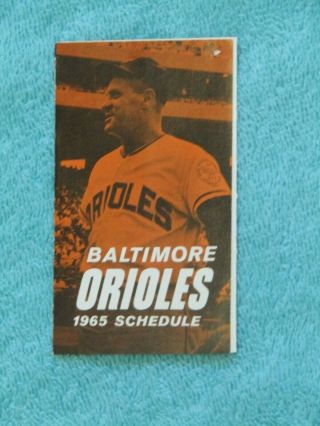 1965 Baltimore Orioles Tri - Fold Schedule