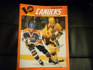 1985 Vancouver Canucks Program Vs Oilers 99 Wayne Gretzky Nrmt Dec 29