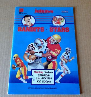1984 Usfl Tampa Bay Bandits Vs Philly Stars Wembley Stadium Uk Program W/ Poster