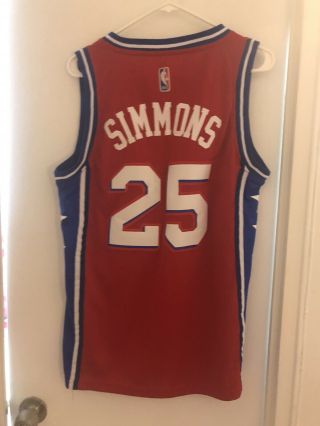 Nike Men’s Ben Simmons Philadelphia 76ers Sixers Red Swingman Jersey Sz M 44