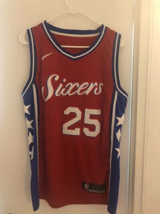 Nike Men’s Ben Simmons Philadelphia 76ers Sixers Red Swingman Jersey SZ M 44 2
