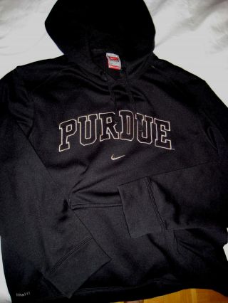 Purdue Boilermakers Nike Embroidered Logo Therma Fit Black Hoodie Jacket - Lnwot - S
