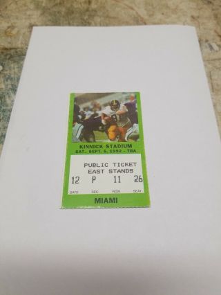 Iowa Hawkeyes Vs 1 Miami Hurricanes Football Ticket Stub 1992 Kinnick Stadium